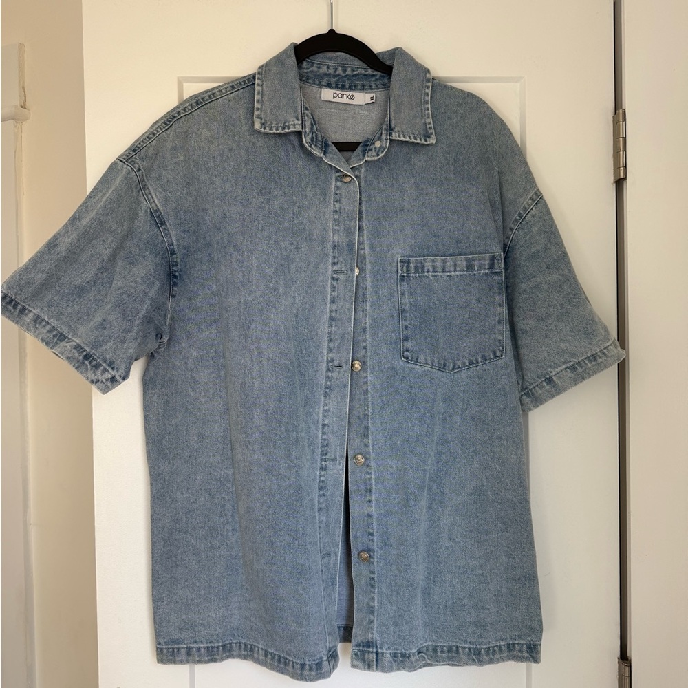 Parks Oversized Light Wash Denim Shirt